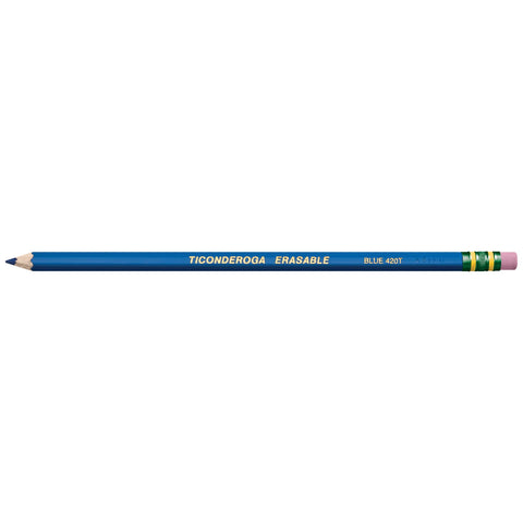 Ticonderoga Erasable Checking Wood-Cased Pencils, Pre-Sharpened, Blue, 12 Count