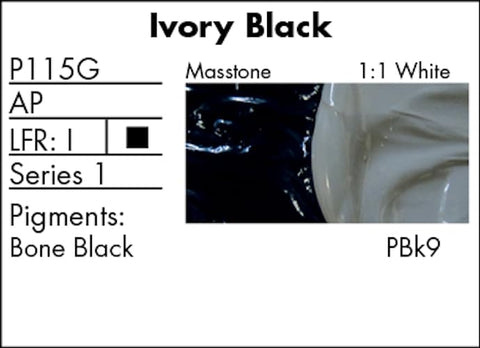 Grumbacher Pre-Tested Oil Paint, 37ml/1.25 Ounce, Ivory Black (P115G)