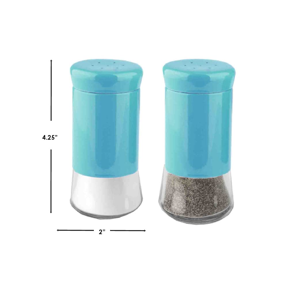 Home Basics Essence Collection Salt and Pepper Shaker Set, Turquoise Blue