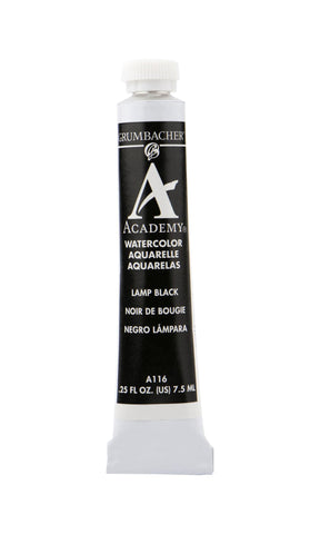 Grumbacher Academy Watercolor Paint, 7.5ml/0.25 Ounce, Lamp Black (A116)