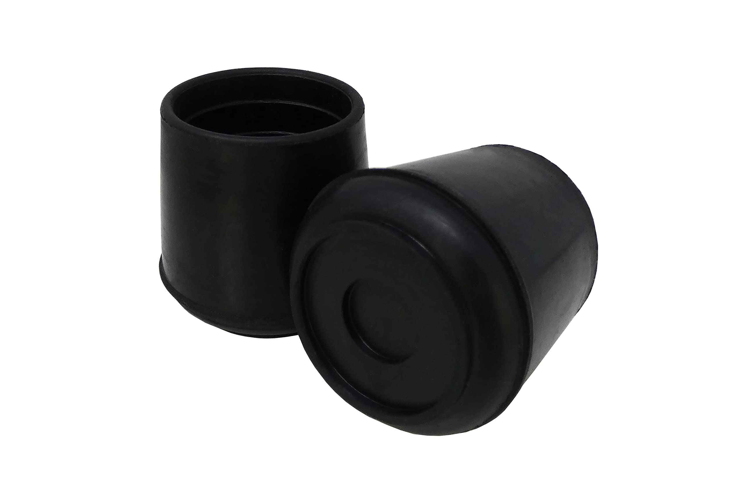 Shepherd Hardware 1-1/2" Round Non-Marking Rubber Slip-On Chair Leg Tips, Nonslip Protective Furniture Leg Caps for Chairs, Stools, and Tables on Hard Surfaces, Set of 2, Black