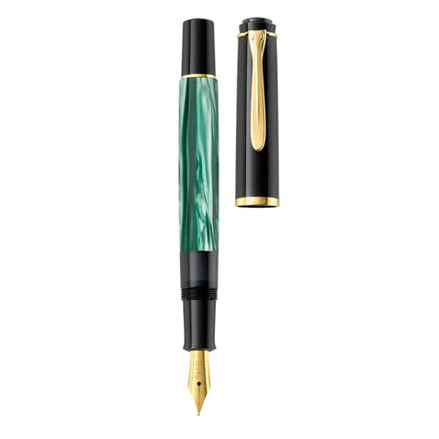 Pelikan Souverän M200 Fountain Pen, Medium Nib, Green Marble, 1 Each (994103)