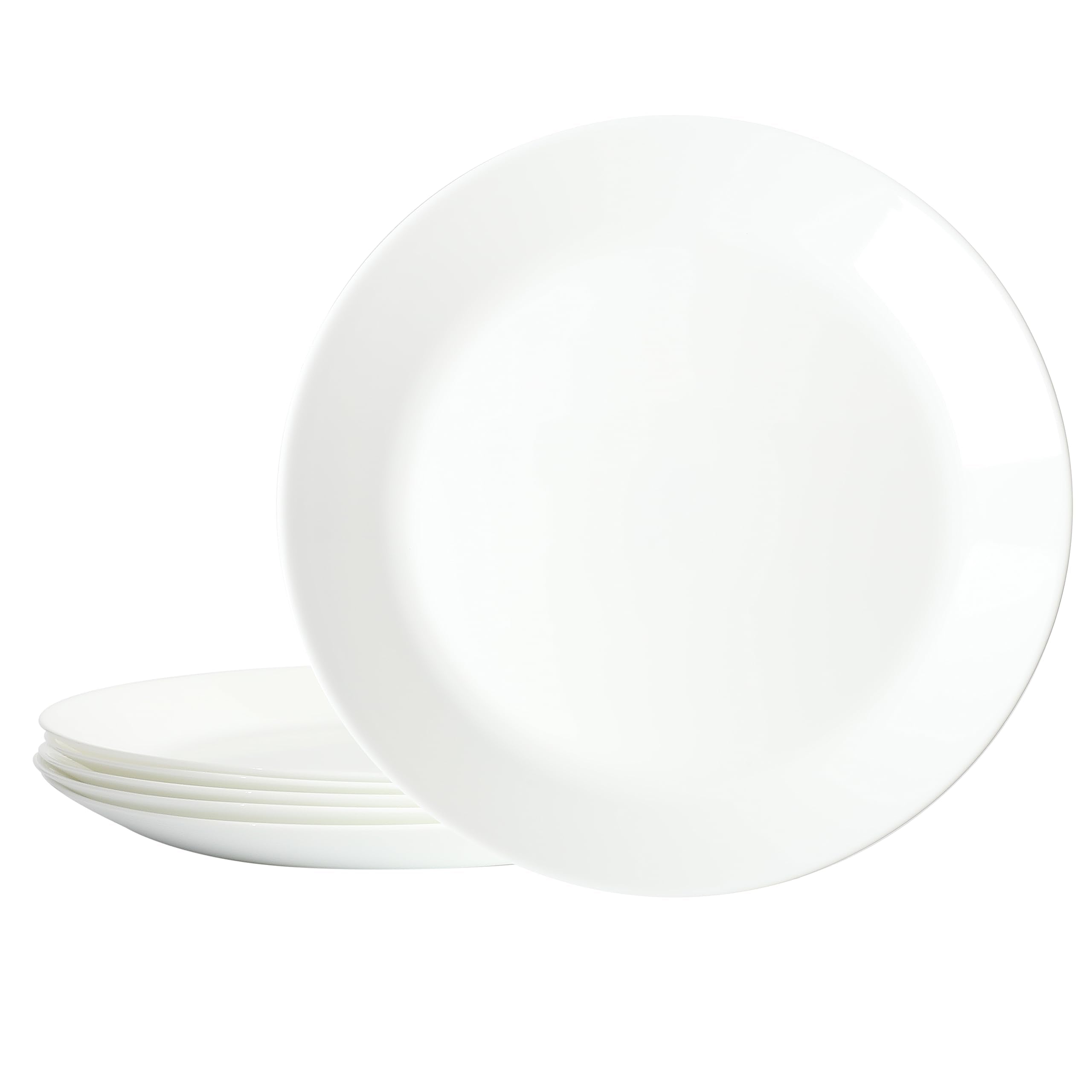 Gibson Home Ultra Round 6 Pieces 10 Inch Opal Glass Crack and Chip Resistant Dishes, Lightweight Round Dinnerware Set Plates, Microwave & Dishwasher Safe