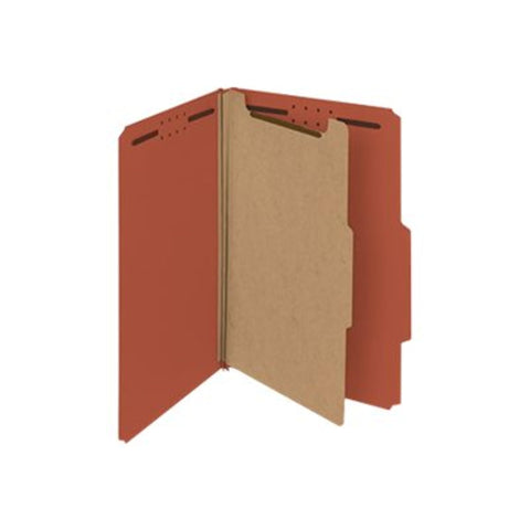 Smead 100% Recycled Pressboard Classification File Folder, 1 Divider, 2" Expansion, Legal Size, Red, 10 per Box (18723)