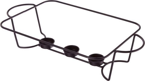 Le Regalo Stoneware 3-Piece Baking Dish, Glass Lid and Metal Stand, Bake and Server Food Warmer Set, Oven, Dishwasher and Freezer