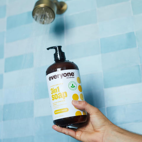 Everyone 3-in-1 Soap, Body Wash, Bubble Bath, Shampoo, 32 Ounce (Pack of 1), Coconut and Lemon, made with Essential Oils for Men and Women
