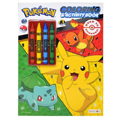 Pokémon Coloring & Activity Book with 4 Crayons | Included Over 30 Stickers, Games, Puzzles, Pokémon Cards & More | Pokémon Characters Coloring Book Gifts for Kids of All Ages, Boys & Girls