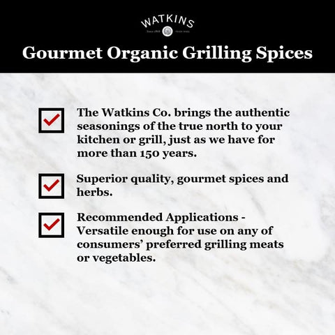 Watkins 1868 Organic Grilling Steak Seasoning, 3.5oz (Pack of 1)