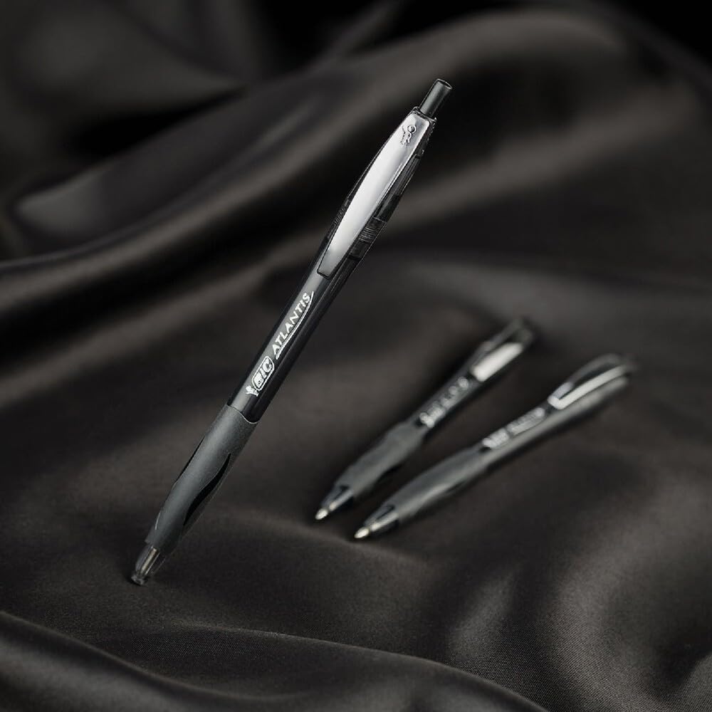 BIC Glide Black Retractable Ballpoint Pens, Medium Point (1.0mm), 2-Count Pack, Ultra Smooth Writing Black Pens