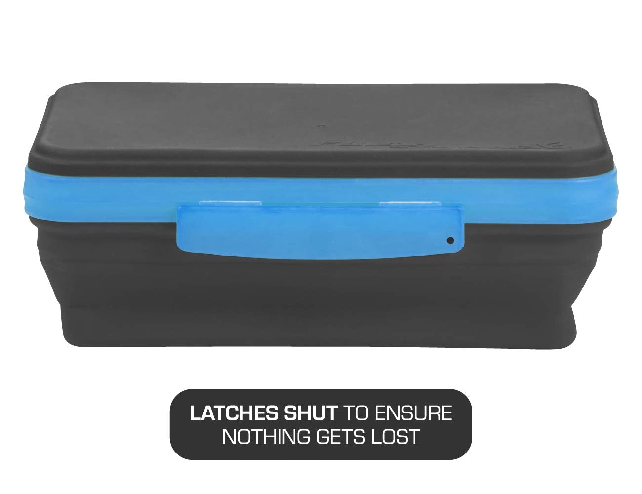 It's Academic Flexi Storage Box with Lid, Collapsible Pencil Case Design for Craft and School Supplies, Blue/Black