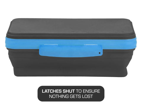 It's Academic Flexi Storage Box with Lid, Collapsible Pencil Case Design for Craft and School Supplies, Blue/Black