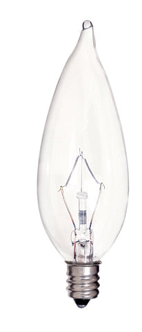 Satco S4465 25 Watt 212 Lumens CA9.5 Incandescent Soft White 2700K Candelabra Base Clear Krypton Light Bulb, Dimmable