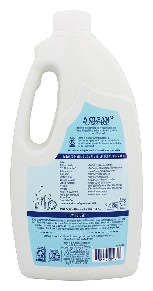 Seventh Generation Free & Clear Scent Gel Dishwasher Detergent 42 oz.