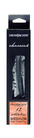 Grumbacher Vine Charcoal, Medium, 12/Pk (V4212) , Black