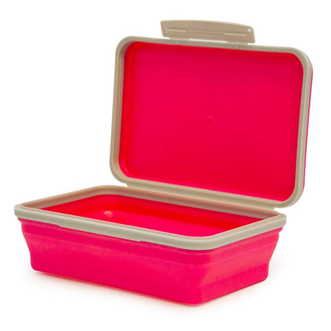 It's Academic Flexi Storage Box with Lid, Collapsible Pencil Case Design for Craft and School Supplies, Pink/Gray