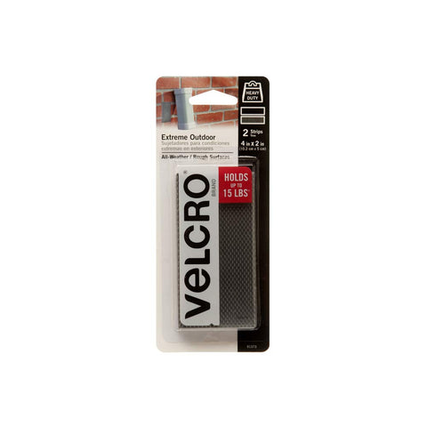 VELCRO Brand Industrial Strength Fasteners | Extreme Outdoor Weather Conditions | Professional Grade Heavy Duty Strength Holds up to 15 lbs on Rough Surfaces | 4 x 2 inch strips, 2 Sets, Titanium