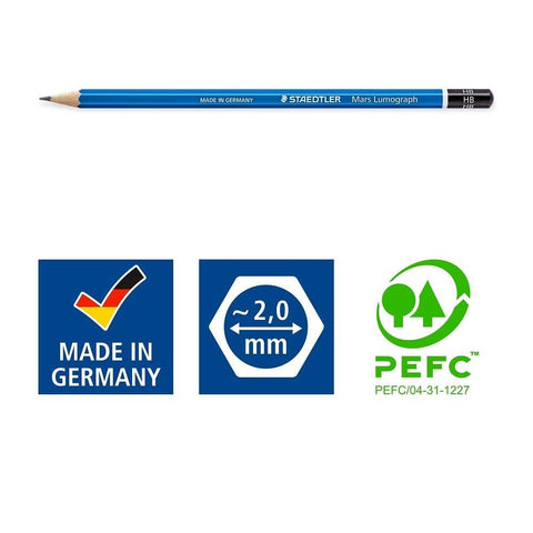 Staedtler Mars Lumograph Art Set | 6 Assorted Sketch Pencils For Drawing, Polymer Block Eraser and Metal Sharpener 61 100C8LU