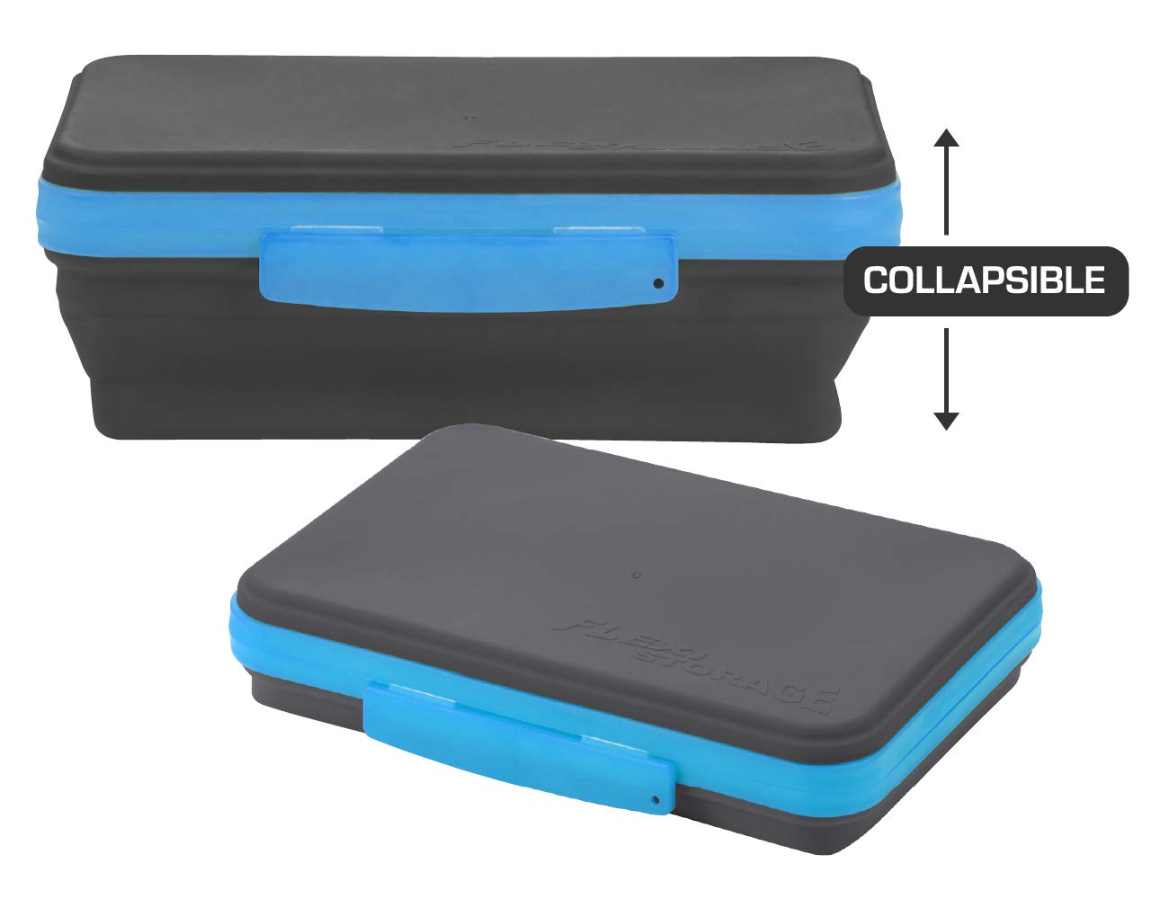 It's Academic Flexi Storage Box with Lid, Collapsible Pencil Case Design for Craft and School Supplies, Blue/Black