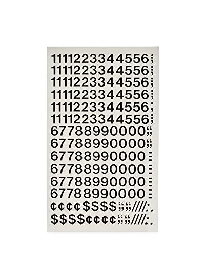 Chartpak Self-Adhesive Vinyl Numbers, 1/2 Inch High, Black, 210 per Pack (01110)