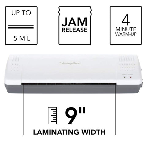 Swingline GBC Thermal Laminator Machine, Inspire, 9 Inch, Quick Warm-Up, 3 or 5 Mil, with 5 Standard Laminating Pouches for Home, Office and Classroom, Black (1701857)