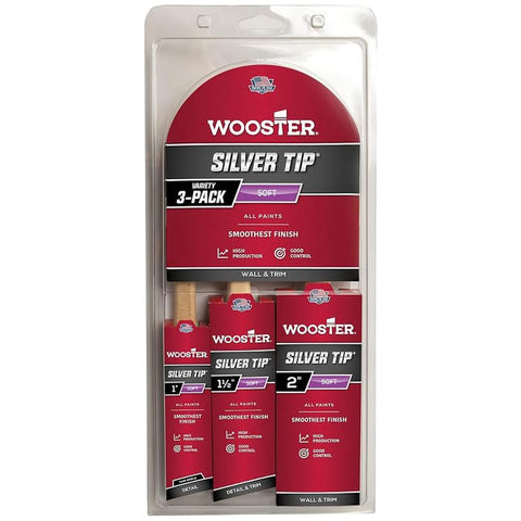 36-Pack of Wooster 5229 Silver Tip Silver Tip CT Polyester Brush Assortment Set, 3-Pack