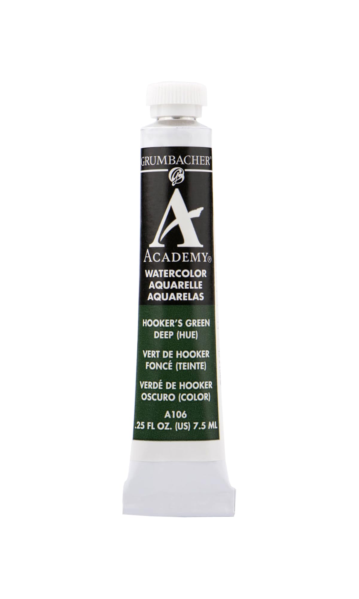 Grumbacher Academy Watercolor Paint, 7.5ml/0.25 oz., Hooker's Green Deep Hue (A106)