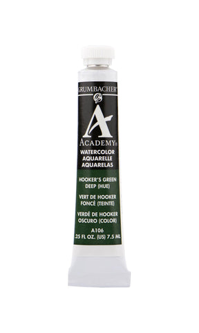 Grumbacher Academy Watercolor Paint, 7.5ml/0.25 oz., Hooker's Green Deep Hue (A106)