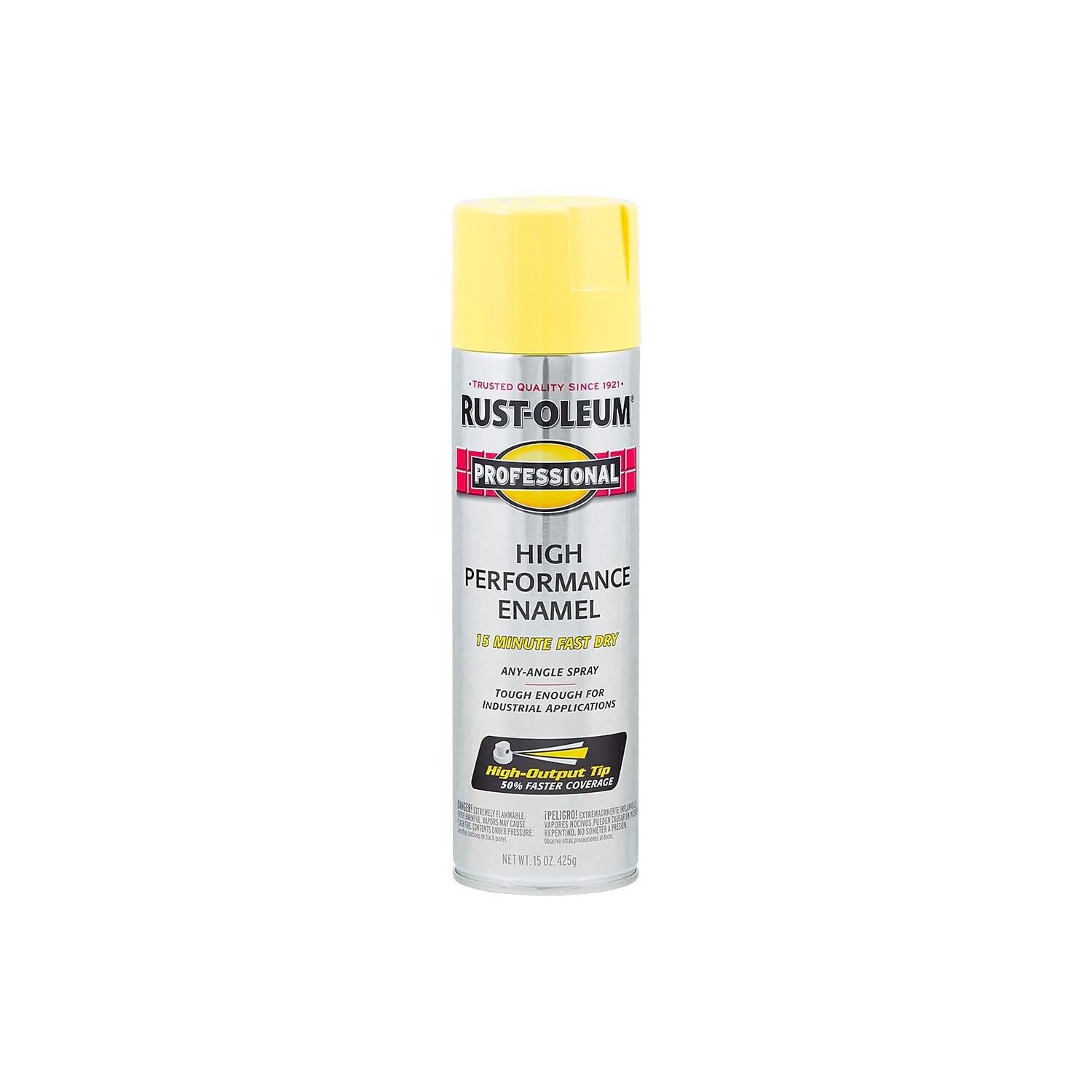 Rust-Oleum 7543838 Professional High Performance Enamel Spray Paint, 15 oz, Gloss Safety Yellow