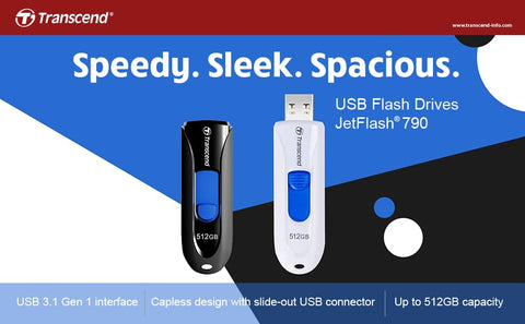 Transcend 64GB JetFlash 790 USB 3.0 Flash Drive (TS64GJF790K), Black
