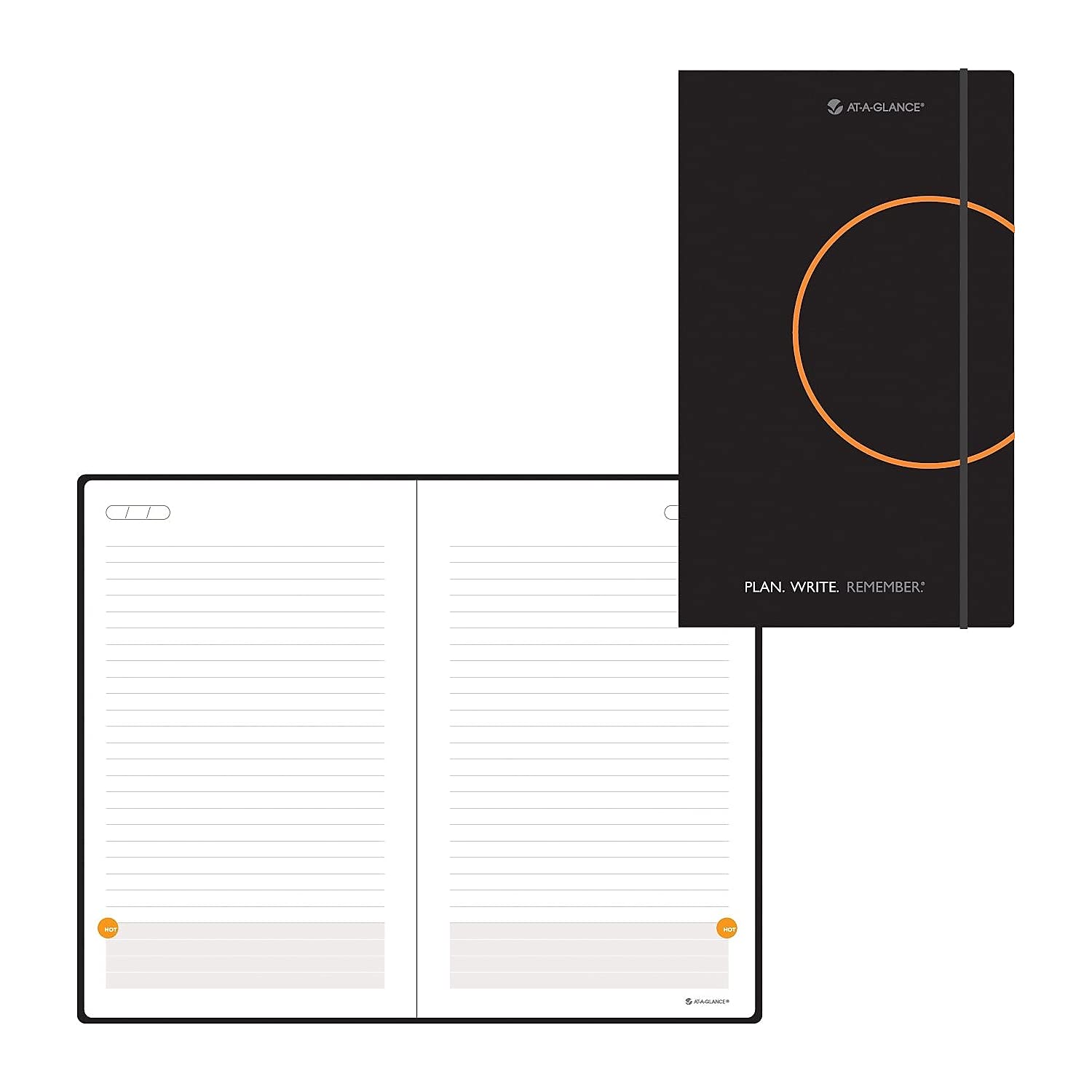 AT-A-GLANCE Plan.Write.Remember. Perfect Bound Planning Notebook, Lined with Monthly Calendars, Undated, 5" x 8 1/4", Black (80612405)