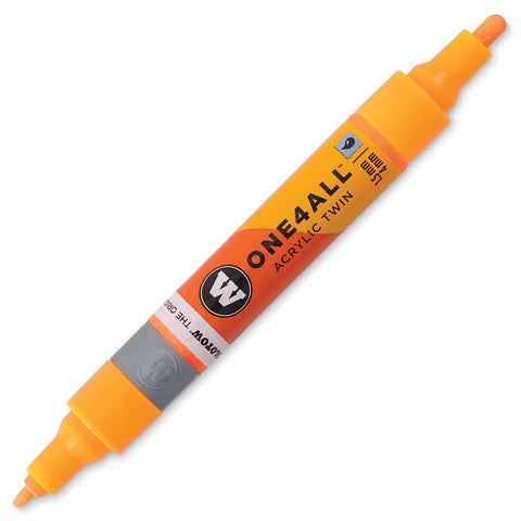 Molotow ONE4ALL Acrylic Twin Pump Marker, 1.5mm and 4mm Nibs, Dare Orange, 1 Each (227.403)