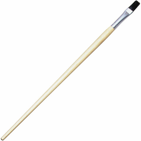 Charles Leonard Flat Tip Easel Paint Brushes with Long Handle, 0.50 Inch, Natural Handles and Black Bristles, 12-Pack (73550)