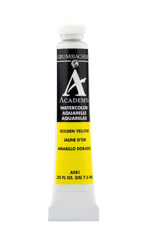 Grumbacher Academy Watercolor Paint, 7.5ml/0.25 Ounce, Golden Yellow (A081)