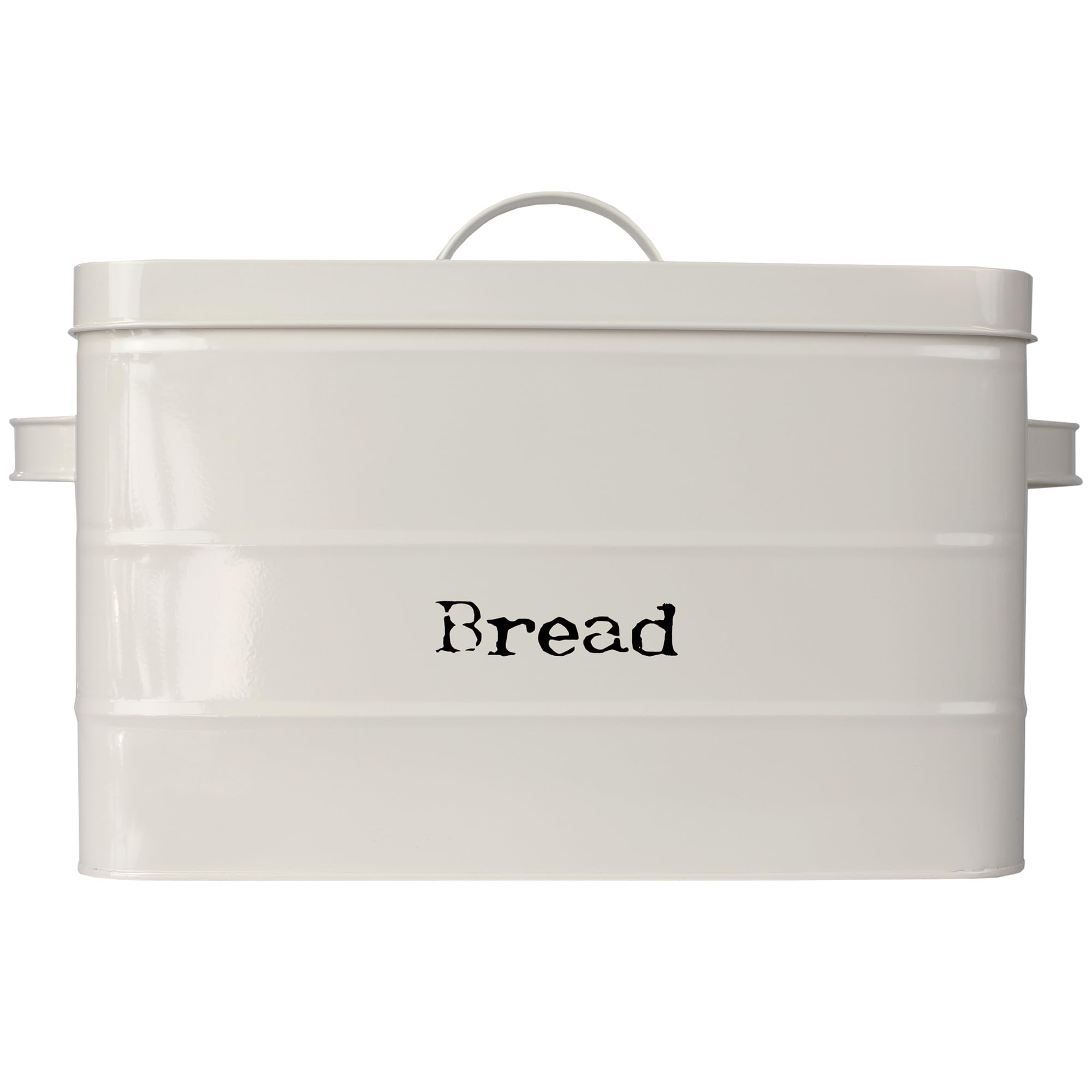 Home Basics Tin Canister Collection, 13-Liter Bread Box with Cover, Kitchen Food Storage Organization, Ivory