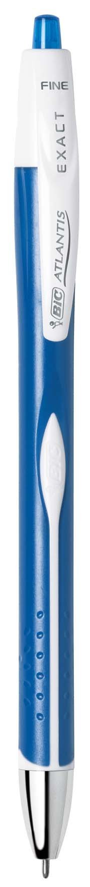 BIC Glide Exact Retractable Ball Point Pen, Fine Point (0.7 mm), Blue, Precise Lines For Clean Writing, 3-Count