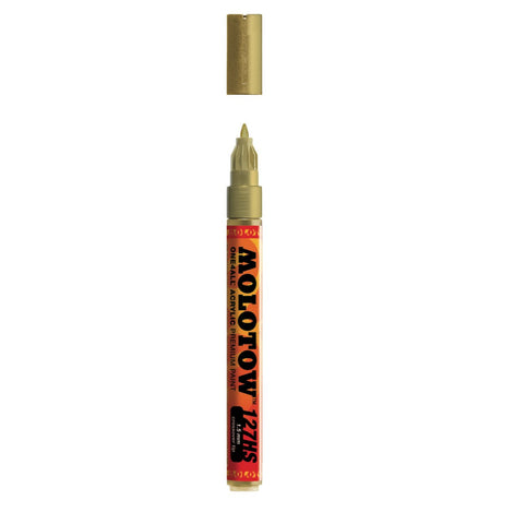 Molotow ONE4ALL Acrylic Paint Marker, 1.5mm, Metallic Gold, 1 Each (127.506)