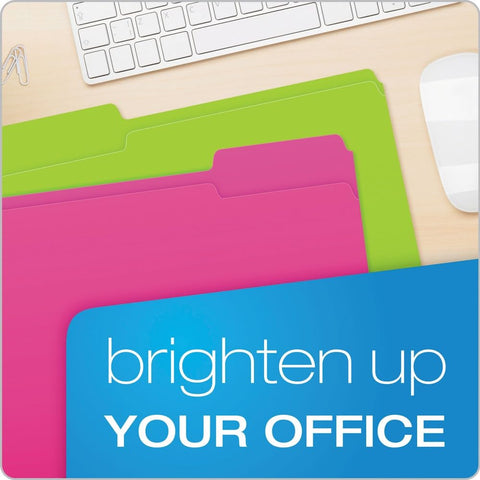 Pendaflex Glow File Folders, 1/3 Cut, 8 1/2" x 11", Letter Size, Assorted Colors, Pack of 24