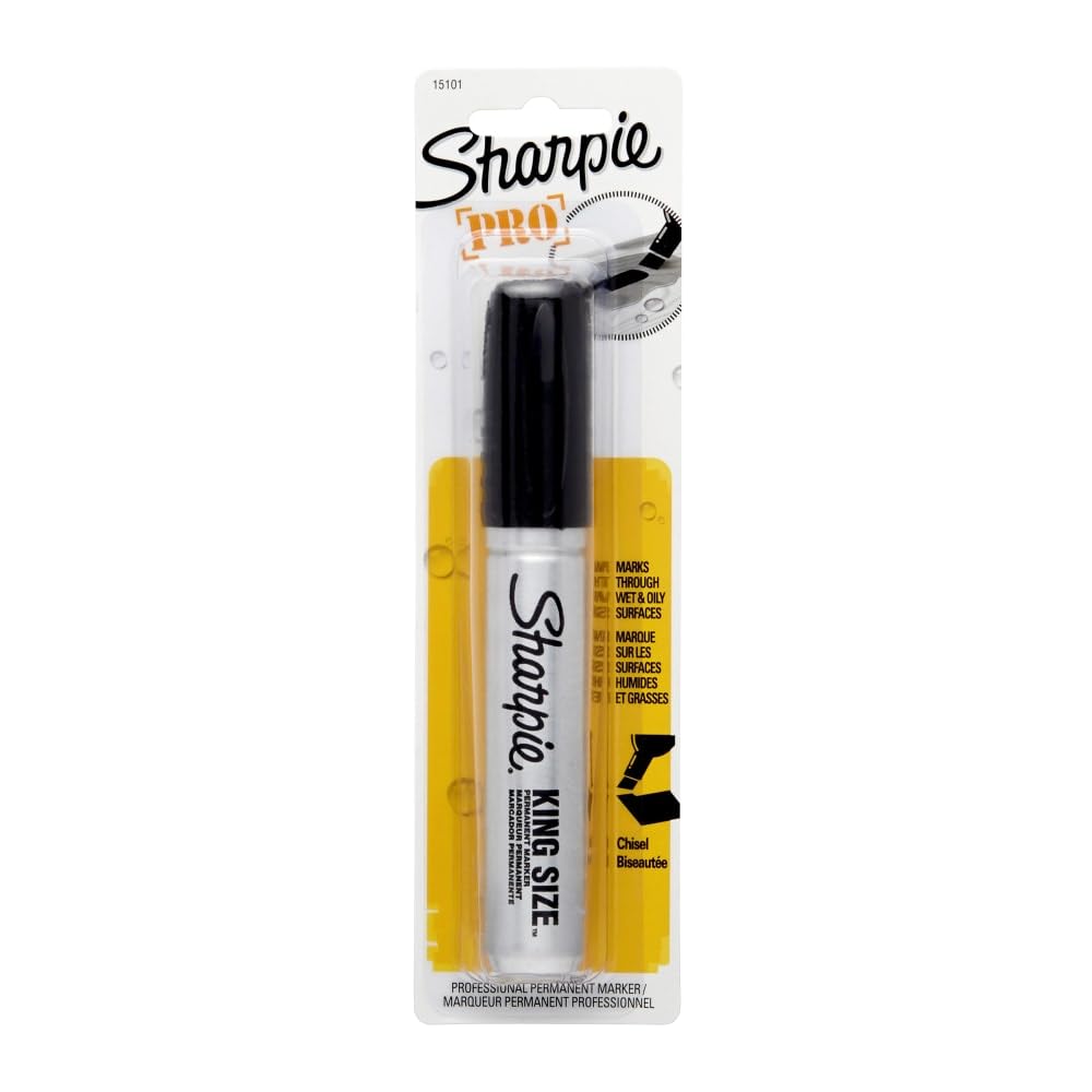 Sharpie Permanent Marker Chisel Tip Black Durable Aluminum Barrel Carded