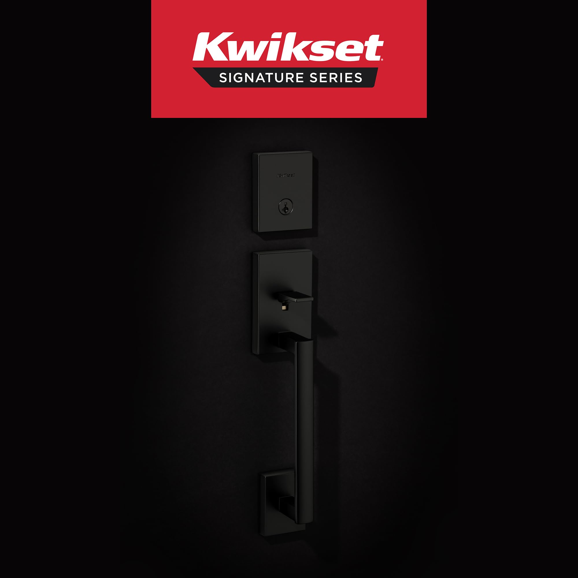 Kwikset San Clemente Front Door Lock Handle and Deadbolt Set, Entry Handleset Exterior with Interior Reversible Lever, Matte Black, Pick Resistant SmartKey Rekey Deadbolt Security