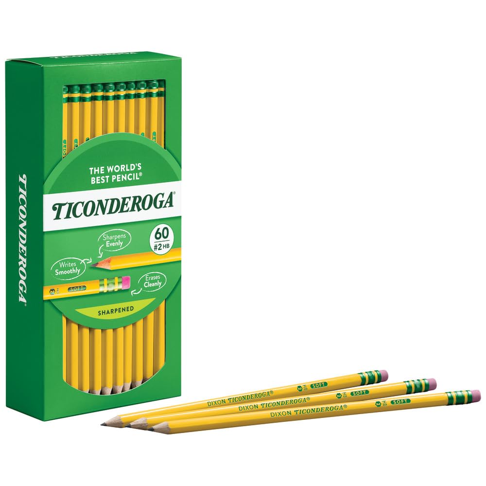Ticonderoga Wood-Cased Pencils, Pre-Sharpened, 2 HB Soft, Yellow(Pack of 480)