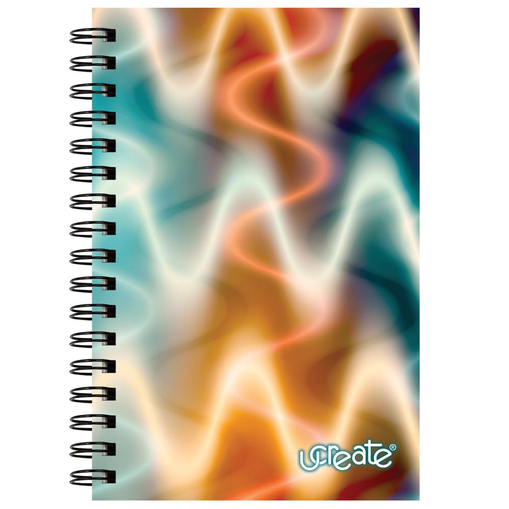 UCreate Fashion Poly Sketch Book, Neon Squiggles, 6" x 9", 1 Count