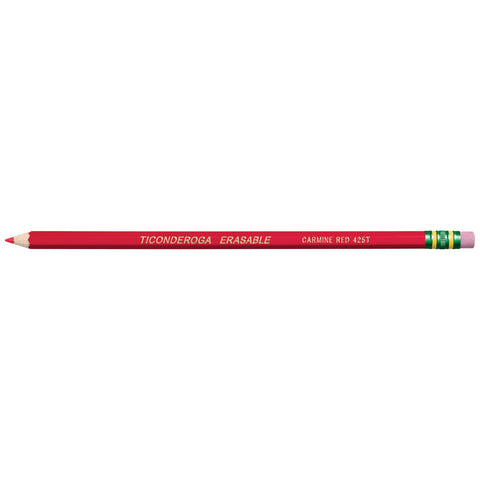 Ticonderoga Erasable Checking Wood-Cased Pencils, Pre-Sharpened, Red, 12 Count