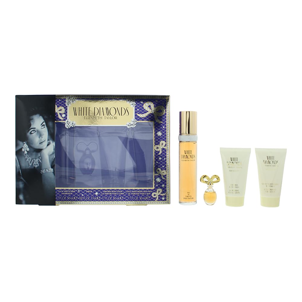 Elizabeth Taylor White Diamonds Perfume for Women Gift Set - 4 PC 1.7 Fl. oz