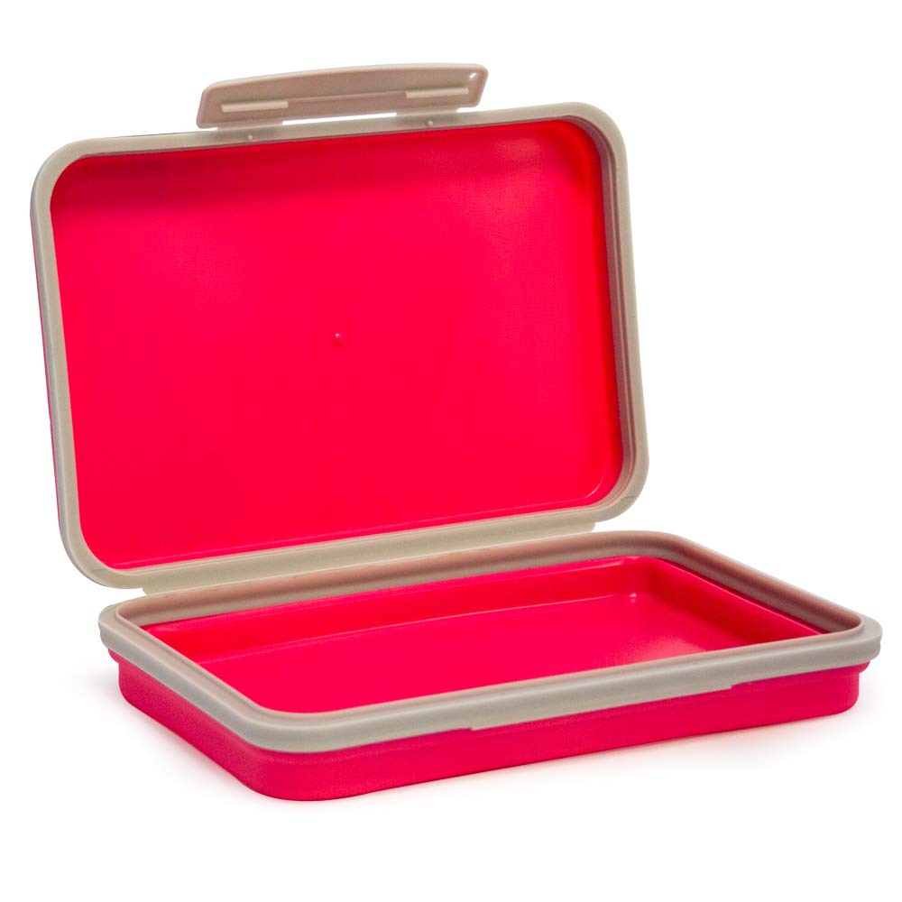 It's Academic Flexi Storage Box with Lid, Collapsible Pencil Case Design for Craft and School Supplies, Pink/Gray