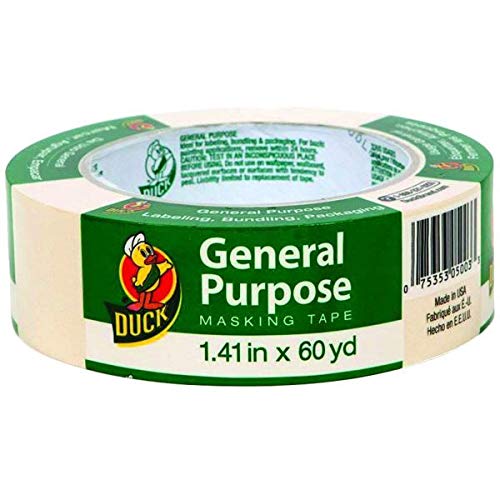Duck Brand 394697 General Purpose Masking Tape, 1.41-Inch by 60-Yard, Single Roll, Beige