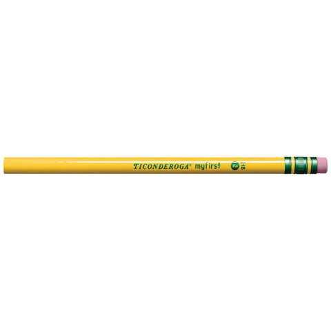 Ticonderoga® Beginners' Elementary Pencils, With Eraser, #2 Lead, Yellow Barrel, Pack Of 12