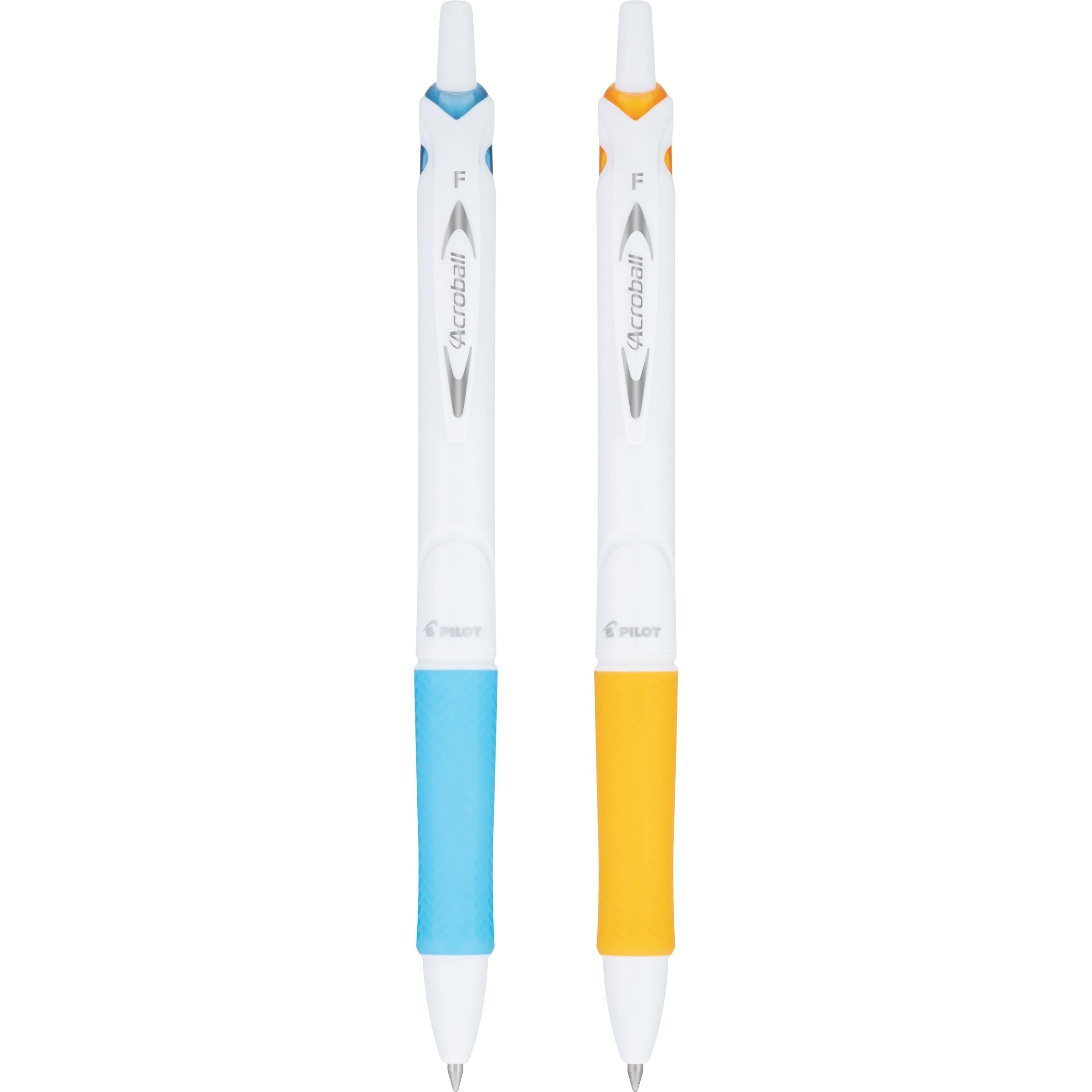 PILOT Acroball PureWhite Advanced Ink Refillable & Retractable Ball Point Pens with Silver Accents, Fine Point, Black Ink