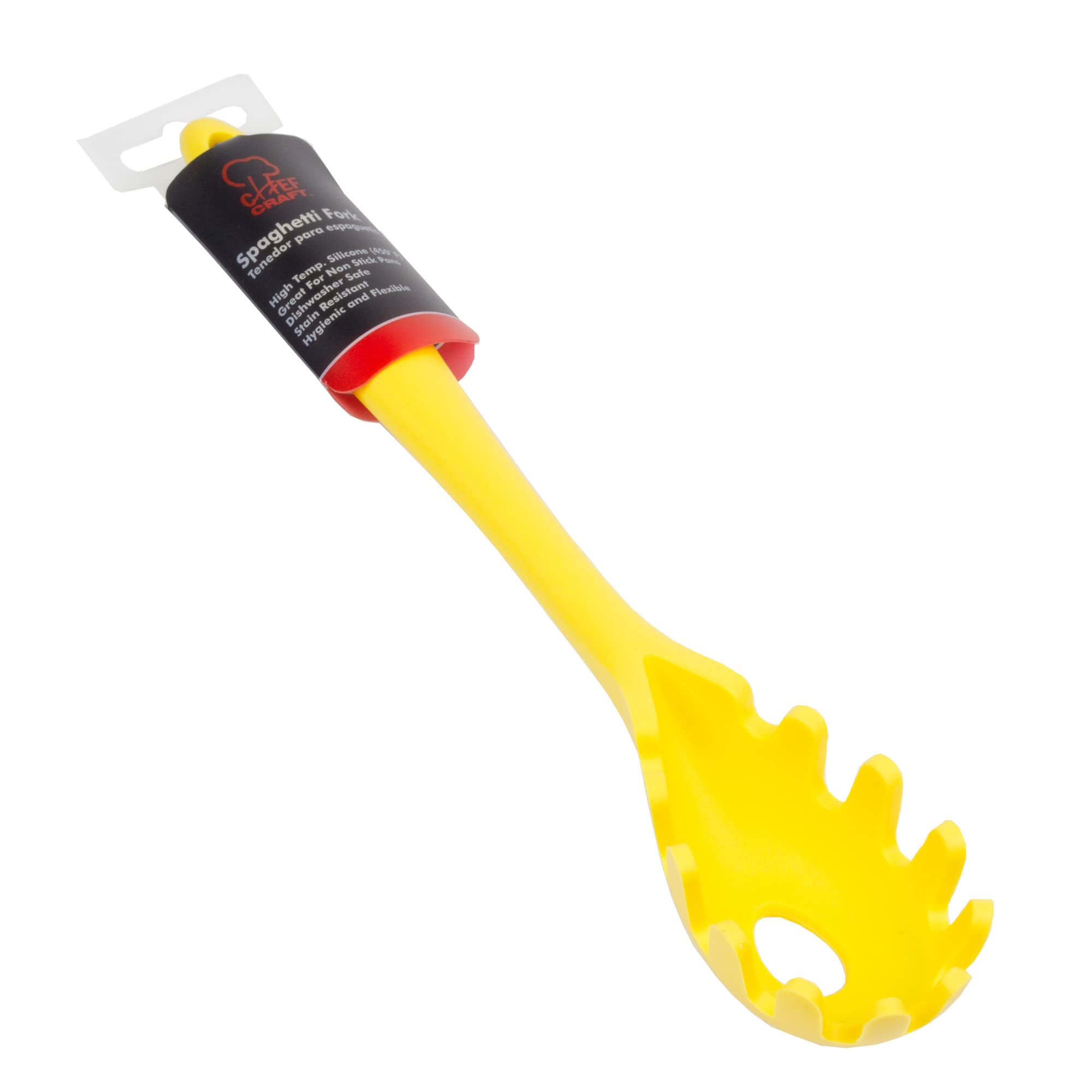 Chef Craft Premium Silicone Spaghetti/Pasta Fork, 11.5 inch, Yellow