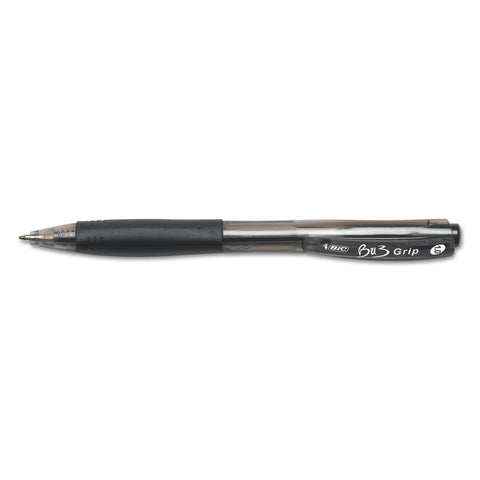 BIC BU3 Grip Retractable Ballpoint Pen, Medium Point (1.0mm), Black, Retractable Black Ballpoint Pens for School and Office, 36-Count