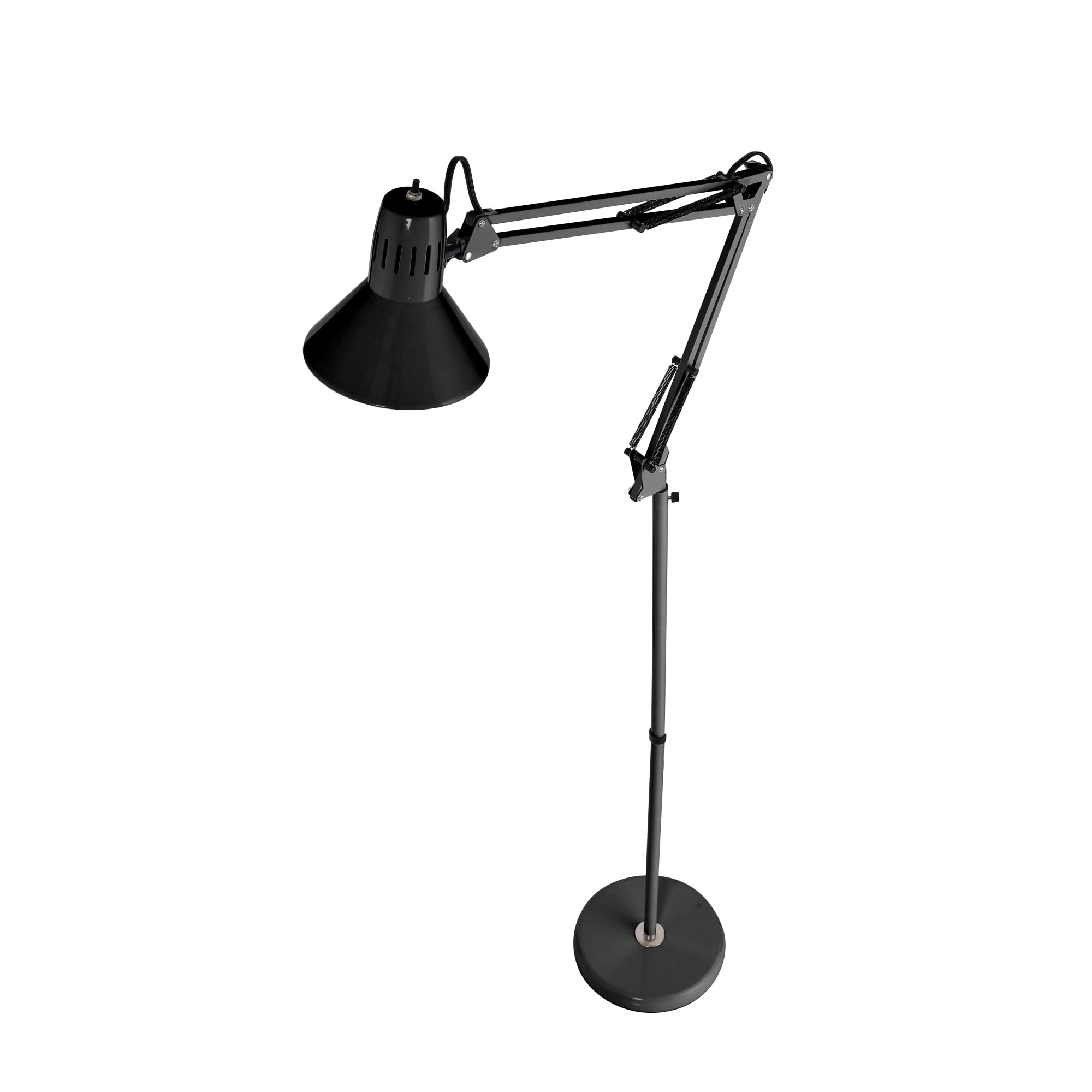 Bostitch Office VLF100F Swing Arm Metal Floor Lamp, 72" Tall with Multi-Joint Adjustment, Includes Replaceable LED Bulb (VLF), Black